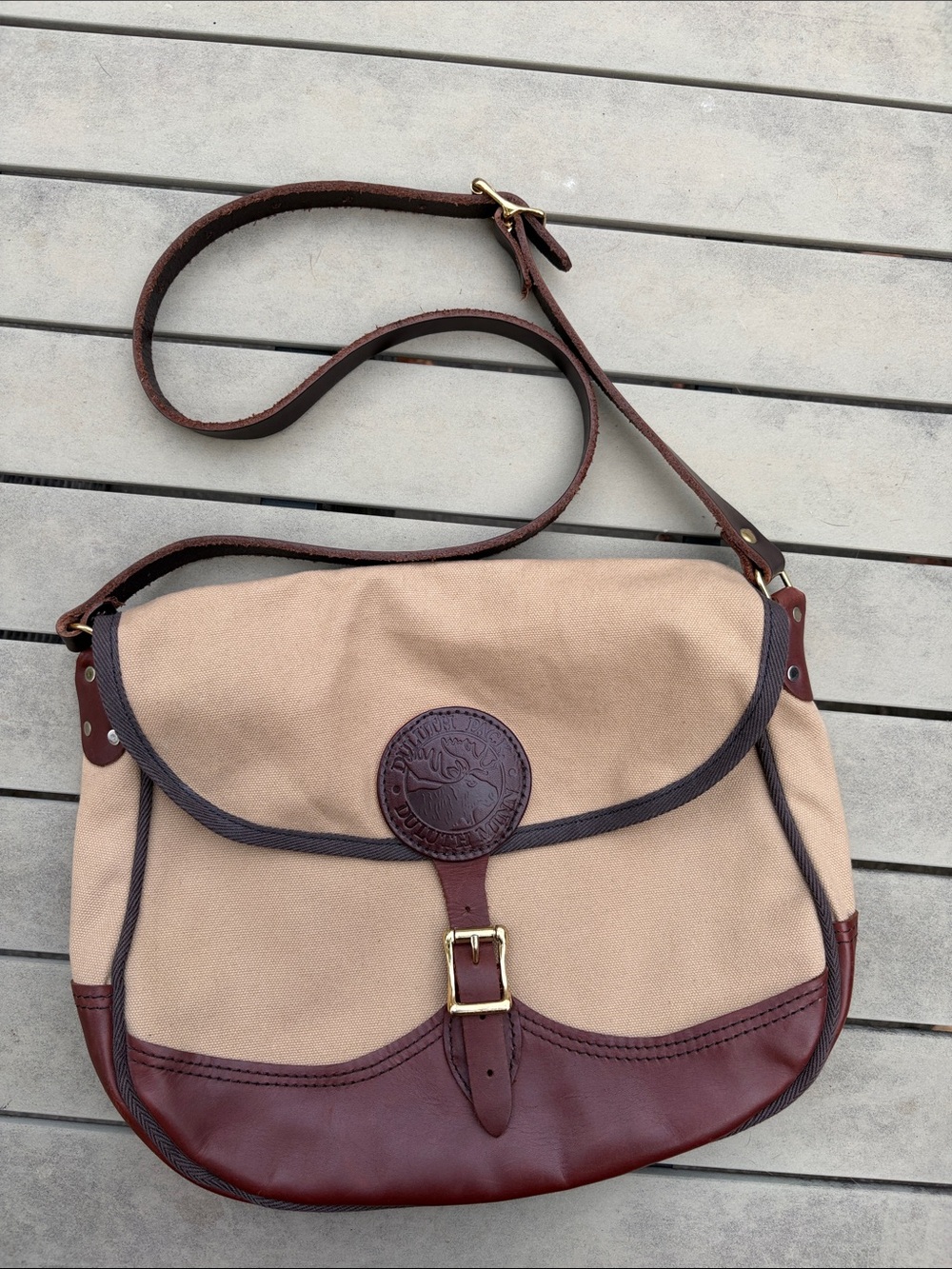 Duluth Pack Large Deluxe Shell Canvas and Brown Leather Flap purse